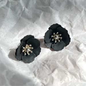 Anthropologie Black Flower Earrings